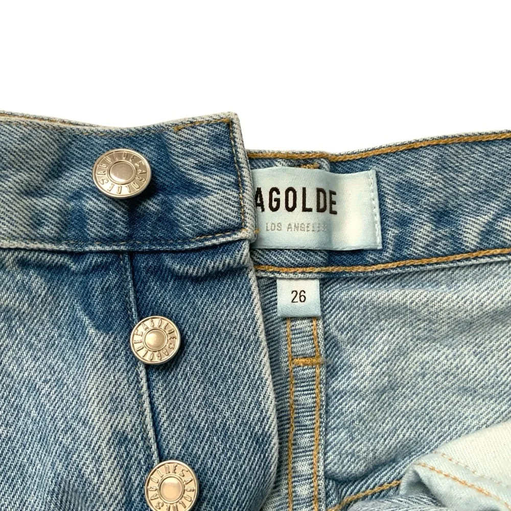 AGOLDE 90’s Denim Cut Off Shorts Distressed High Rise Grunge Blue Size 26 - Picture 4 of 8
